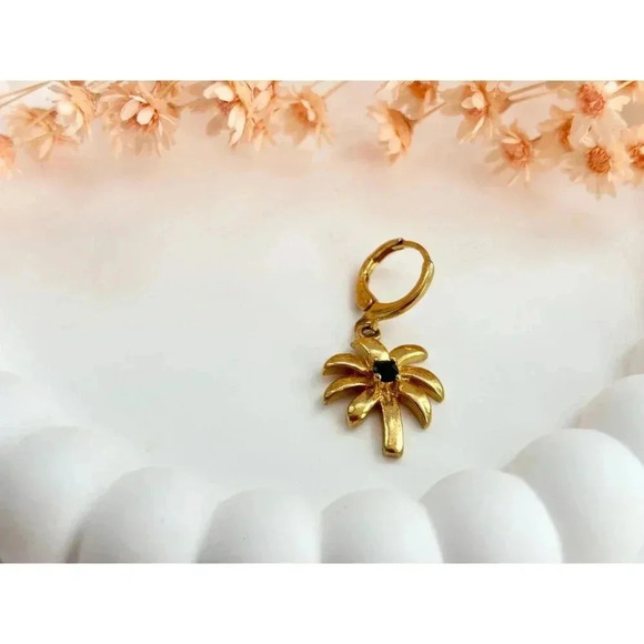 90's Gold Toned Palm Tree Vintage Californian Retro Pendant | Charm - Picture 2 of 8